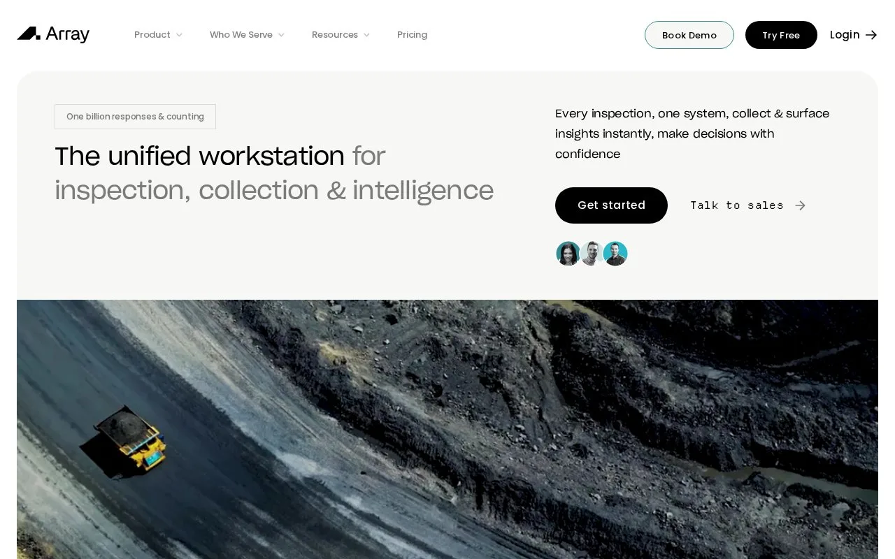 Screenshot of the Array homepage