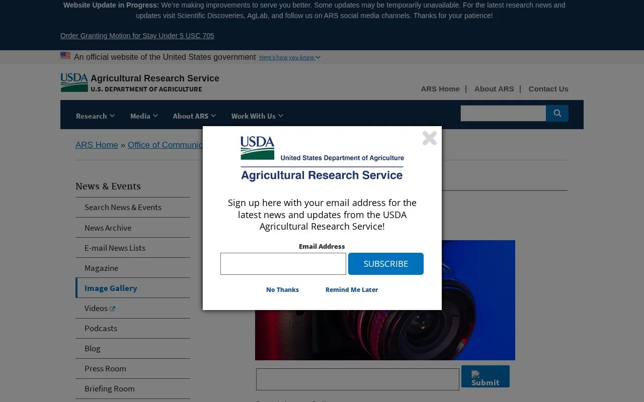 Screenshot of the USDA ARS Image Gallery homepage