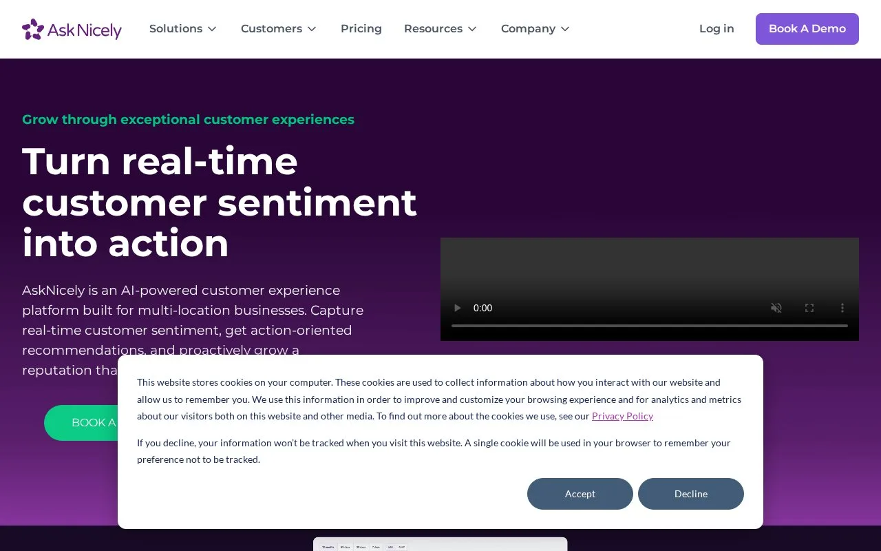 Screenshot of the AskNicely homepage