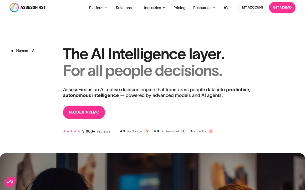 Screenshot of the AssessFirst homepage