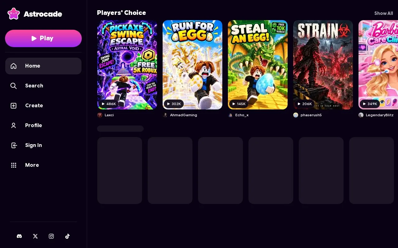 Screenshot of the Astrocade homepage