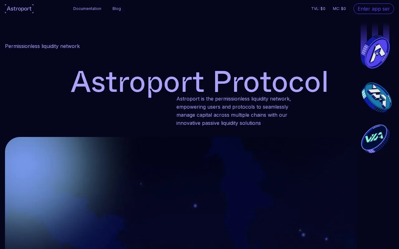 Screenshot of the Astroport homepage