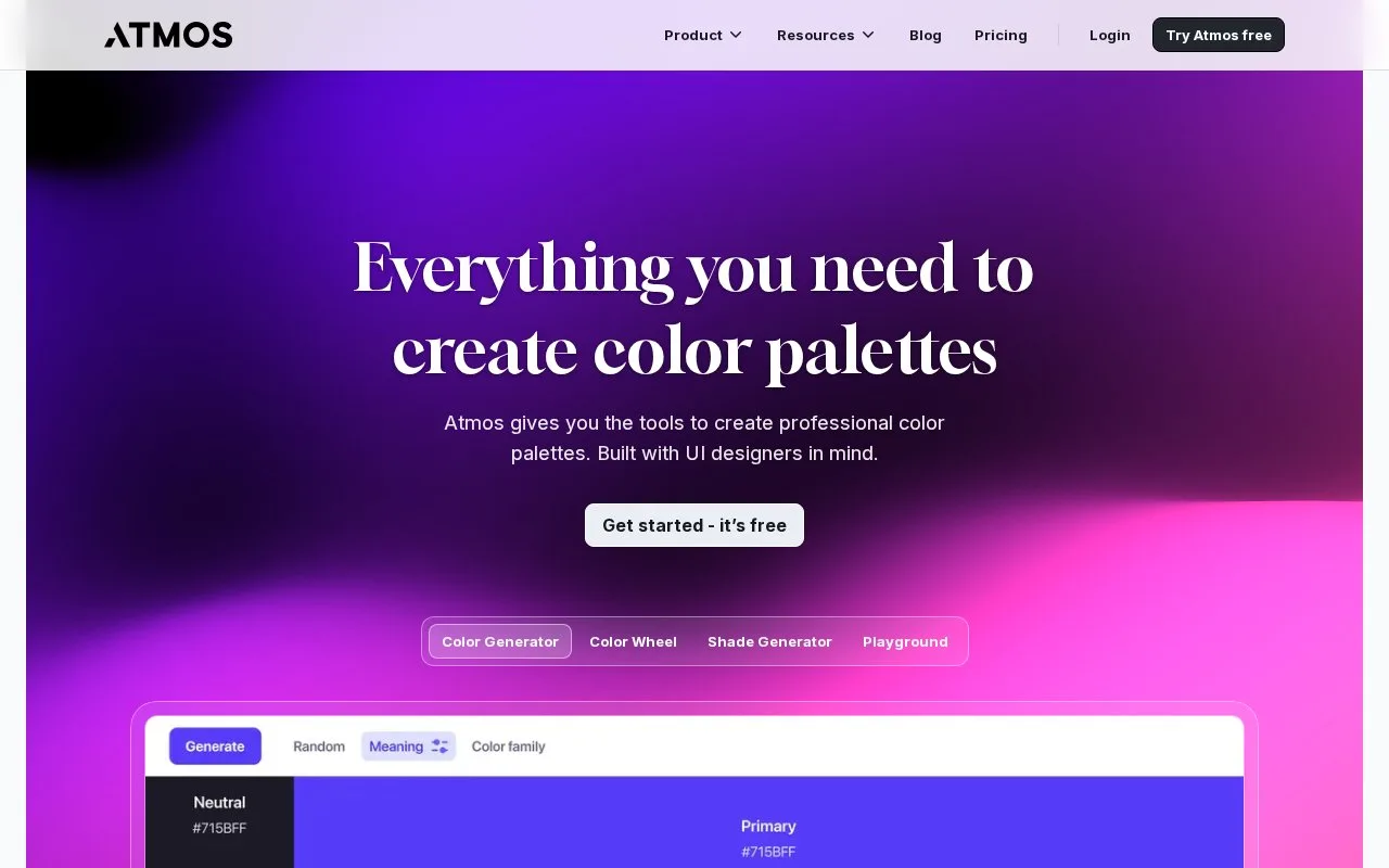 Screenshot of the Atmos homepage