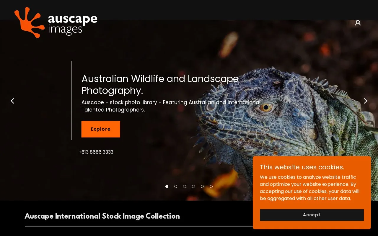 Screenshot of the Auscape Images homepage