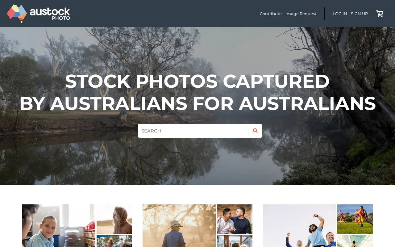 Screenshot of the Austockphoto homepage