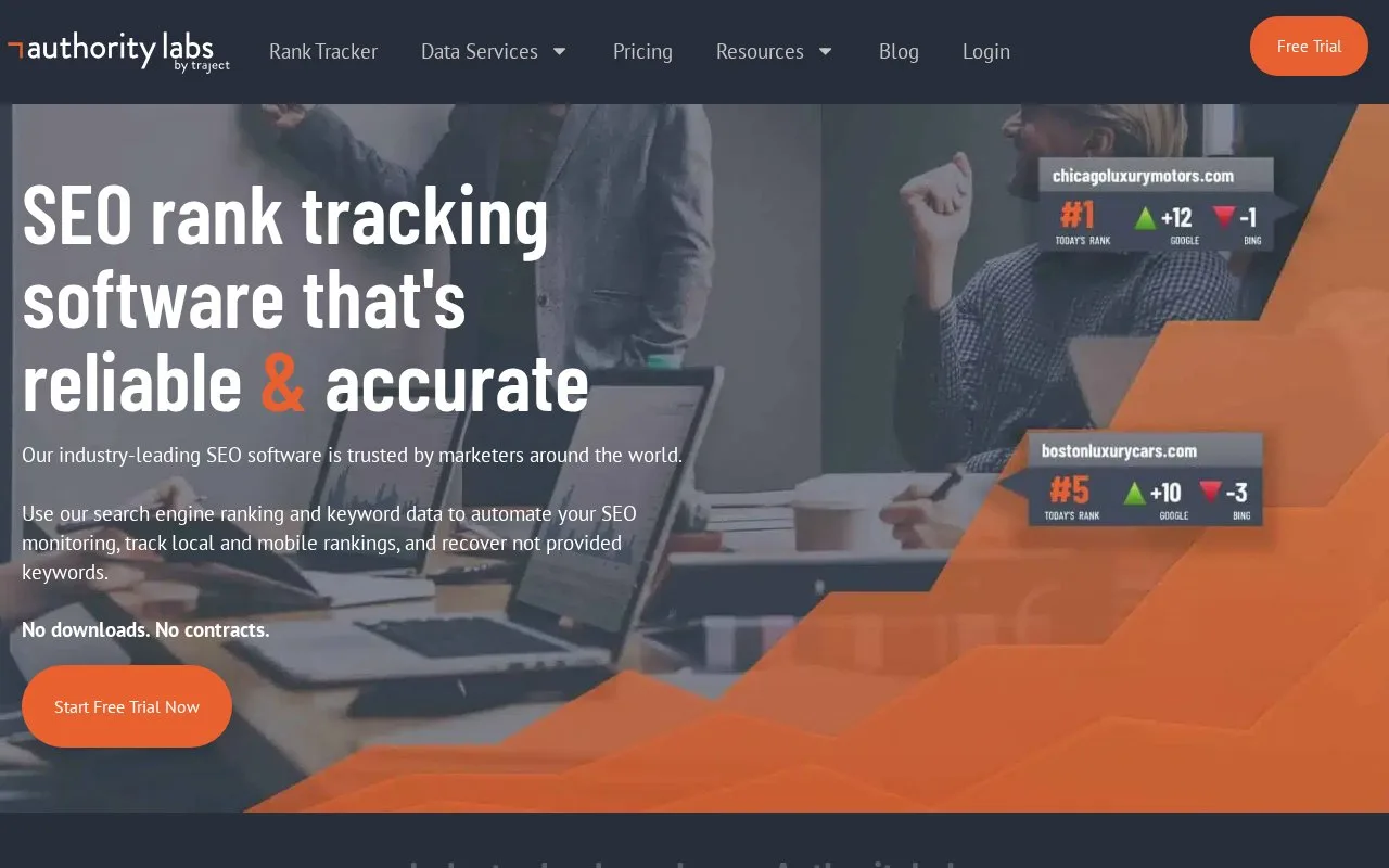 Screenshot of the AuthorityLabs homepage