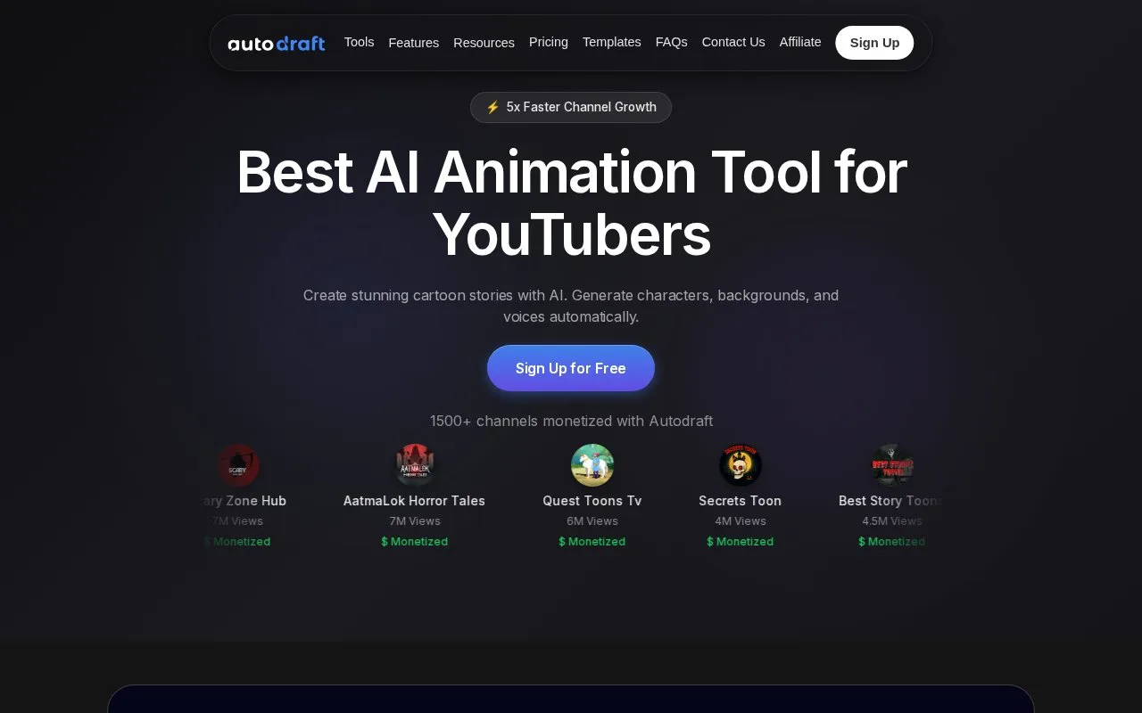 Screenshot of the Autodraft homepage