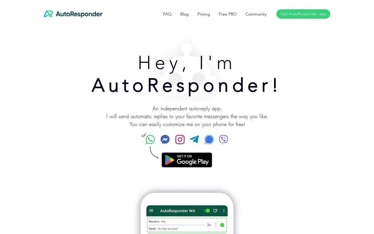 Screenshot of the AutoResponder.ai homepage