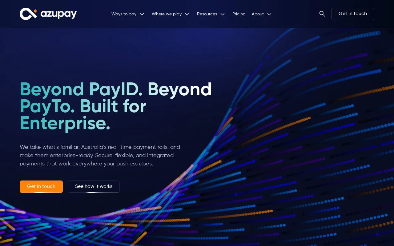 Screenshot of the Azupay homepage