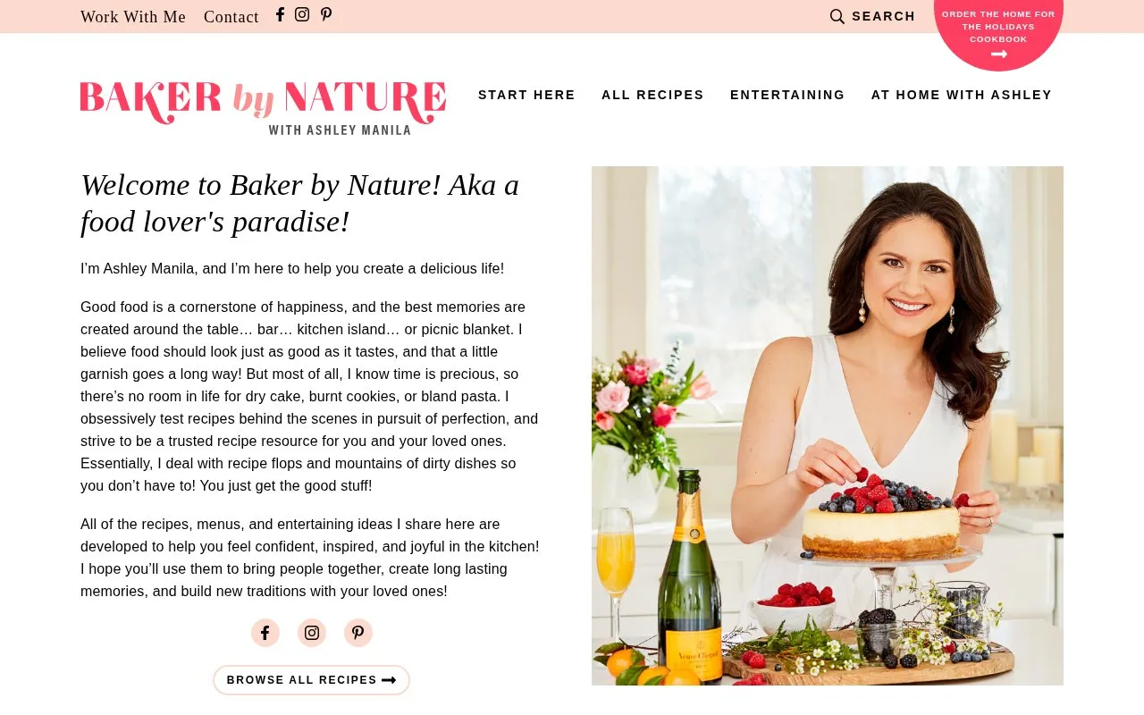Screenshot of the Baker by Nature homepage