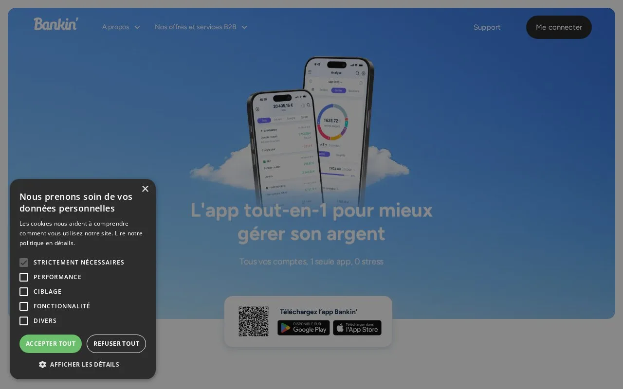 Screenshot of the Bankin’ homepage