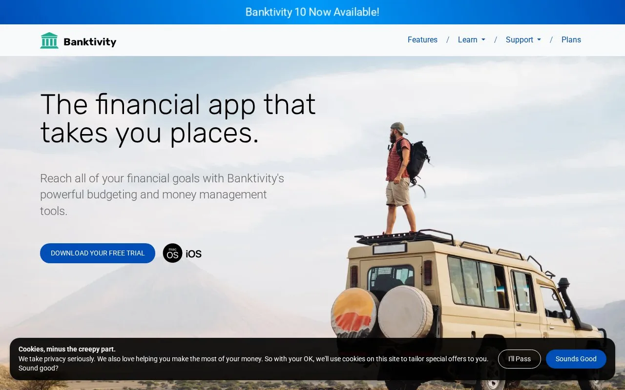 Screenshot of the Banktivity homepage