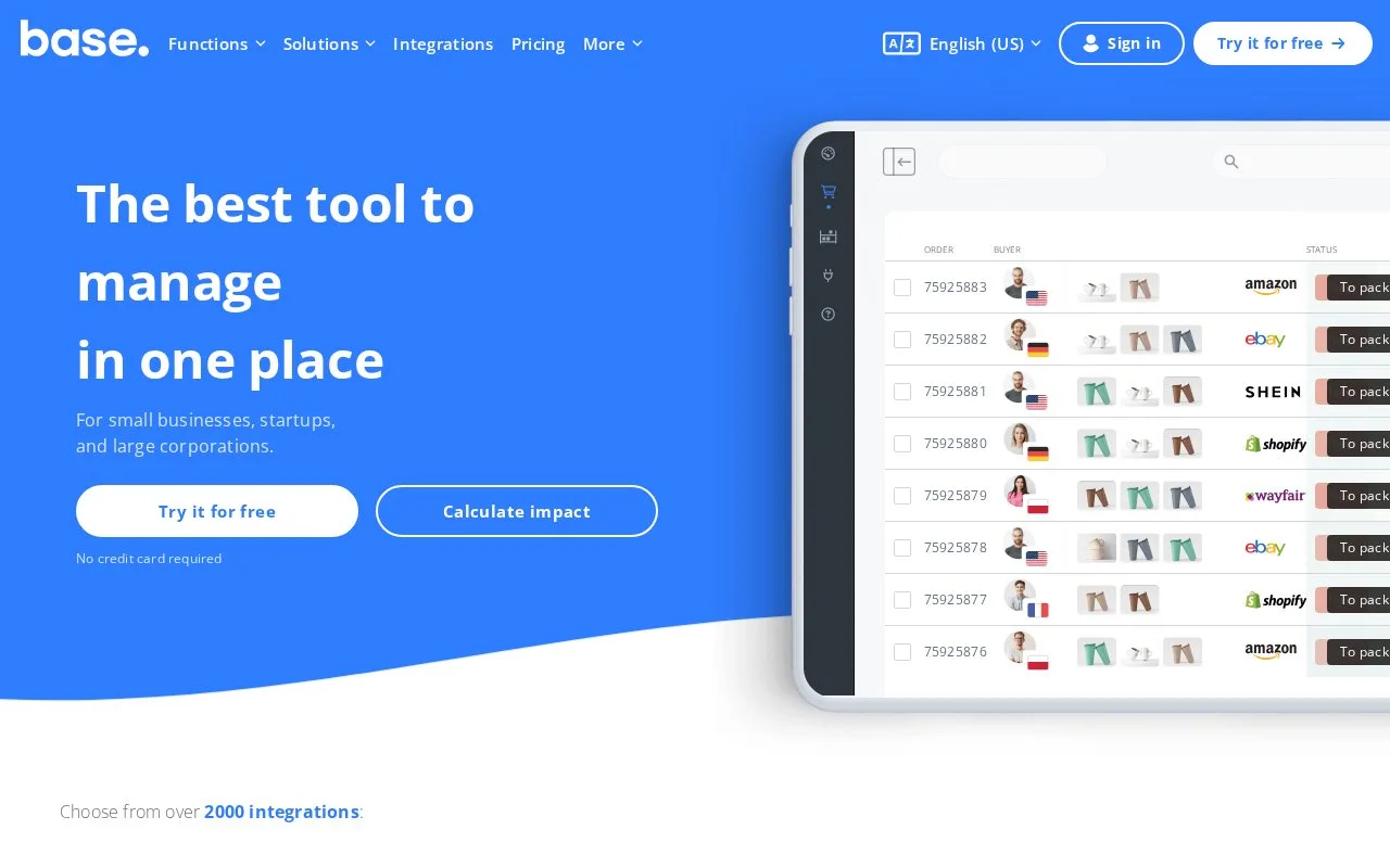 Screenshot of the Base.com homepage