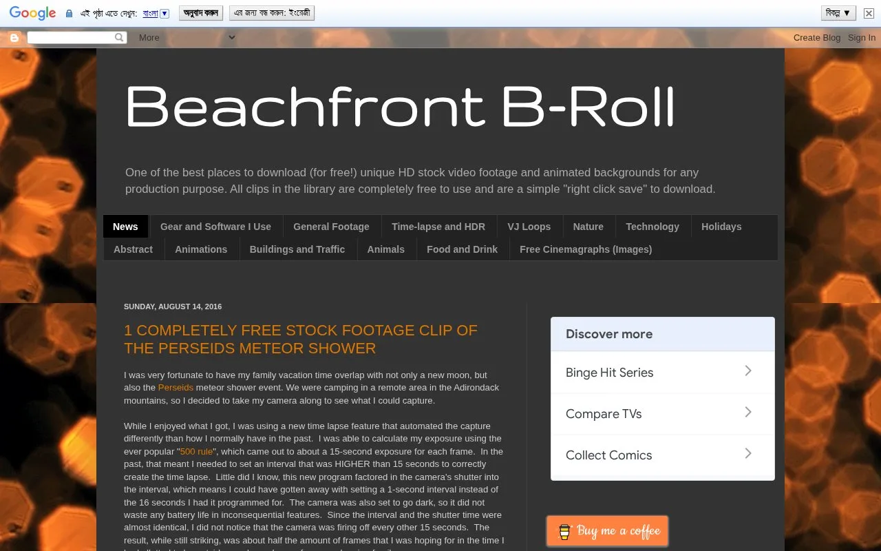 Screenshot of the Beachfront B-Roll homepage