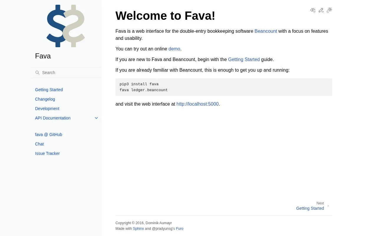 Screenshot of the Fava homepage