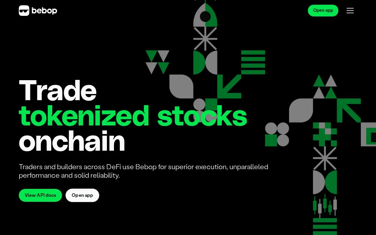 Screenshot of the Bebop homepage