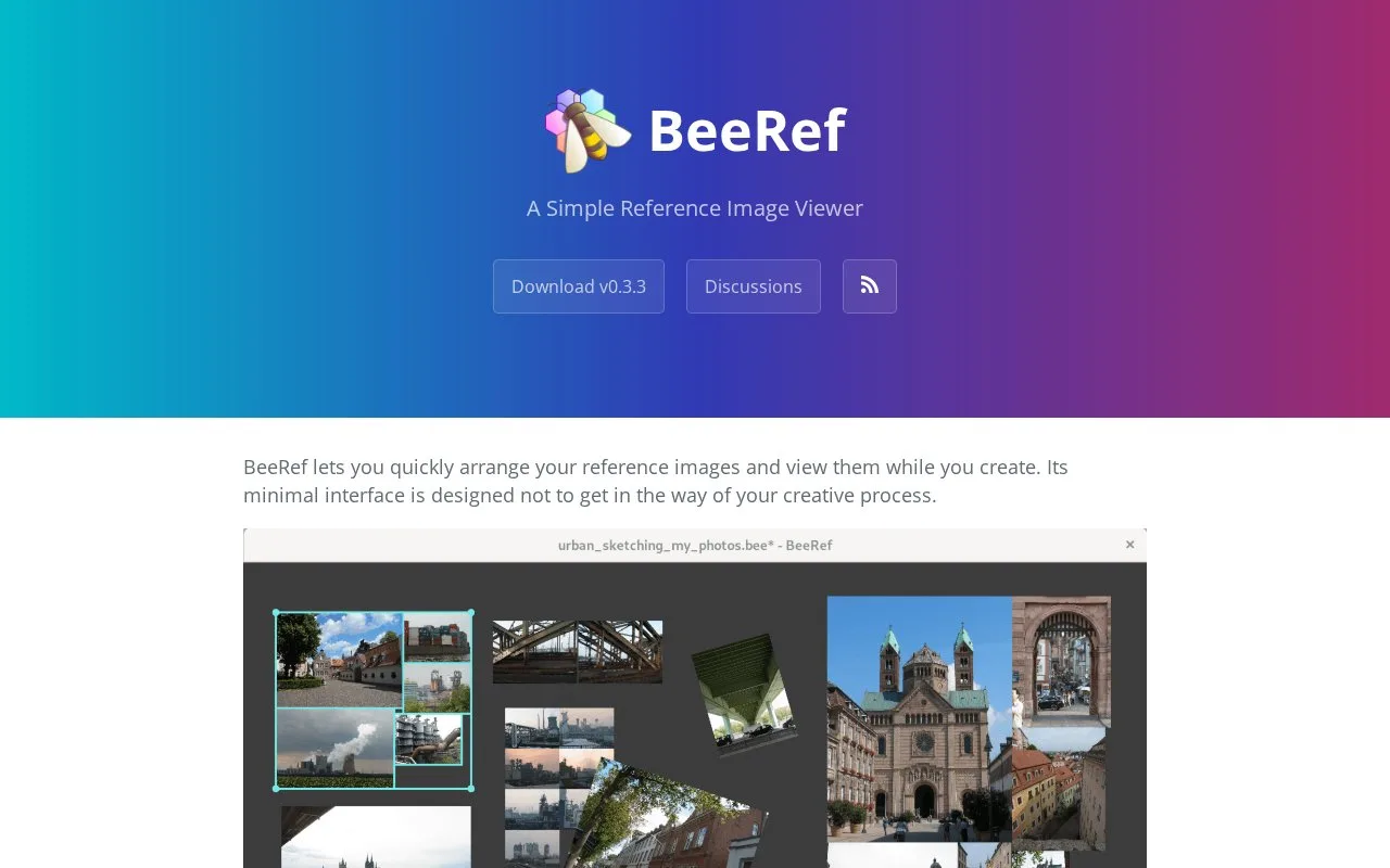 Screenshot of the BeeRef homepage