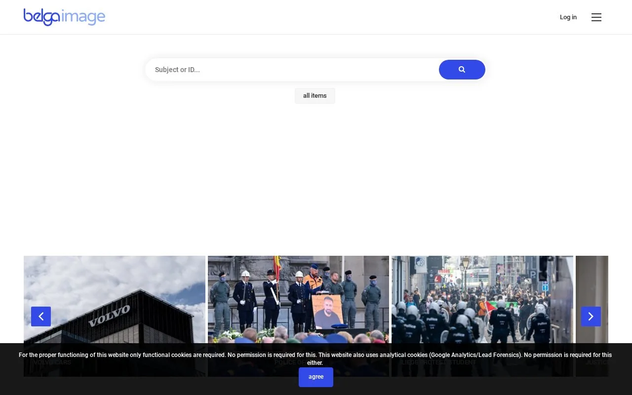 Screenshot of the Belgaimage homepage