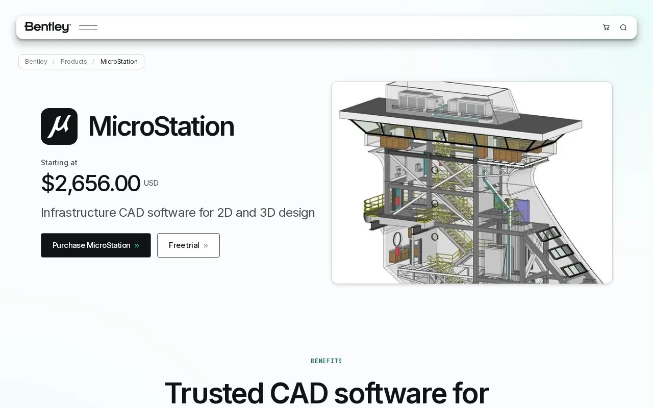 Screenshot of the MicroStation homepage