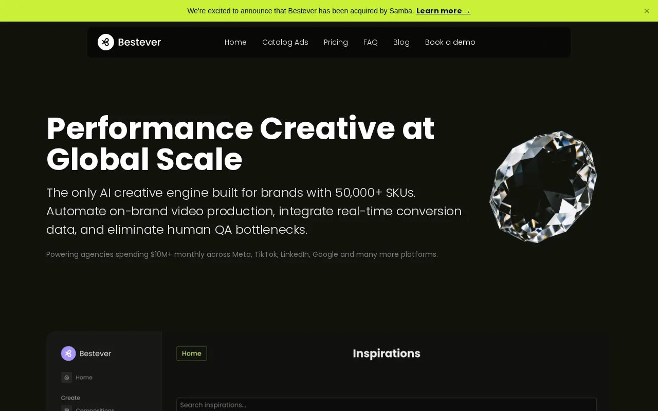 Screenshot of the Bestever homepage