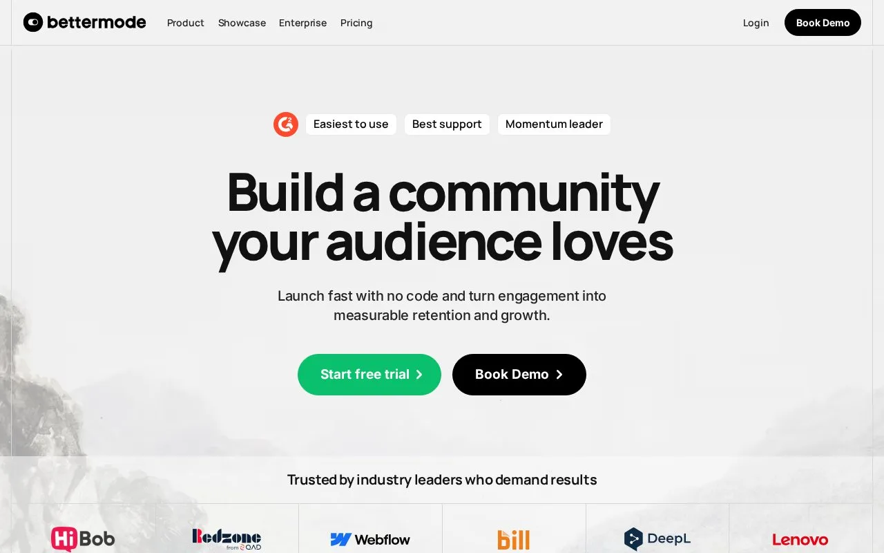 Screenshot of the Bettermode homepage