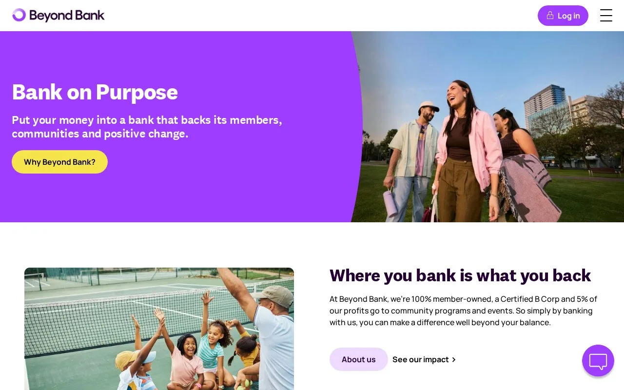 Screenshot of the Beyond Bank homepage