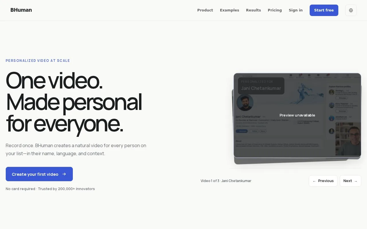 Screenshot of the BHuman homepage