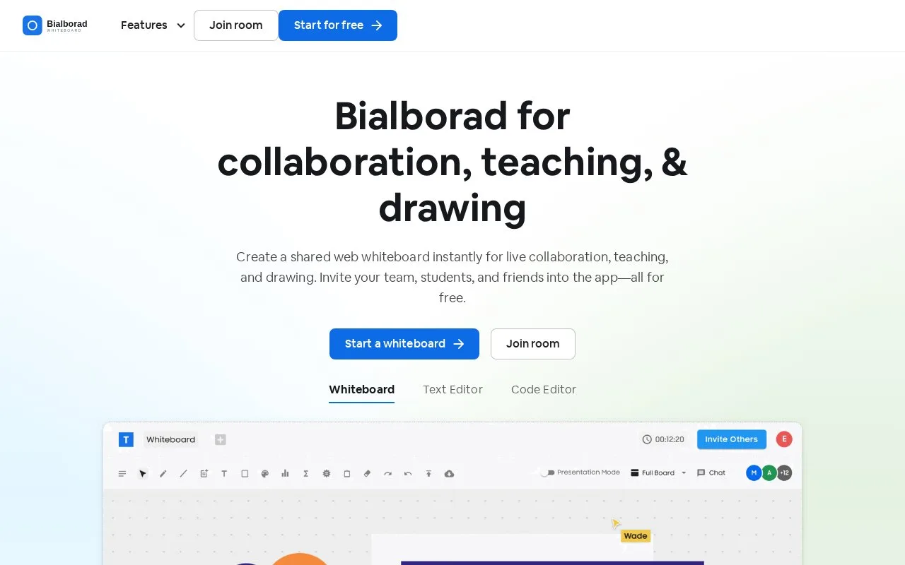 Screenshot of the Bialborad homepage