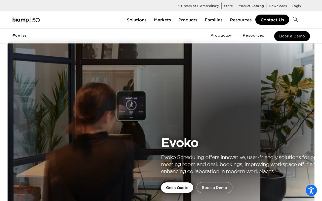 Screenshot of the Evoko homepage