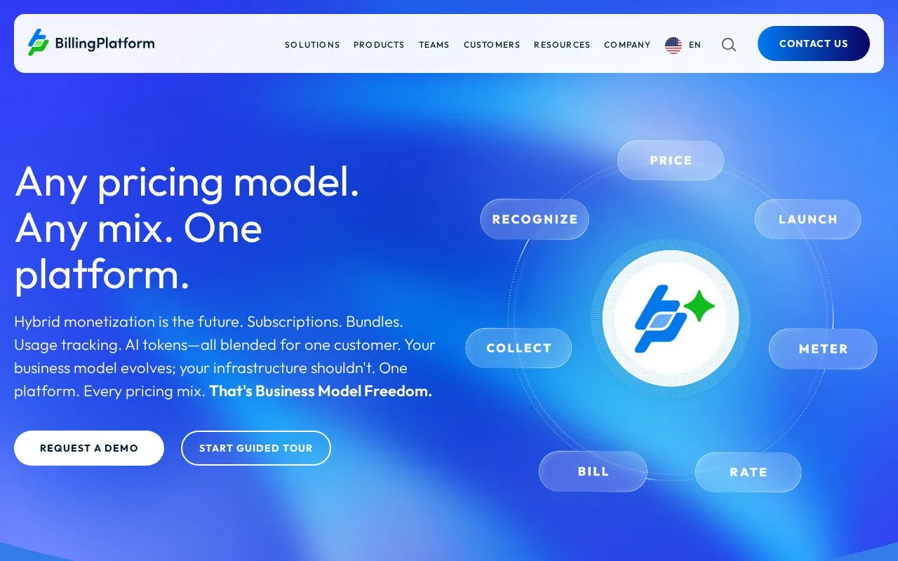 Screenshot of the BillingPlatform homepage