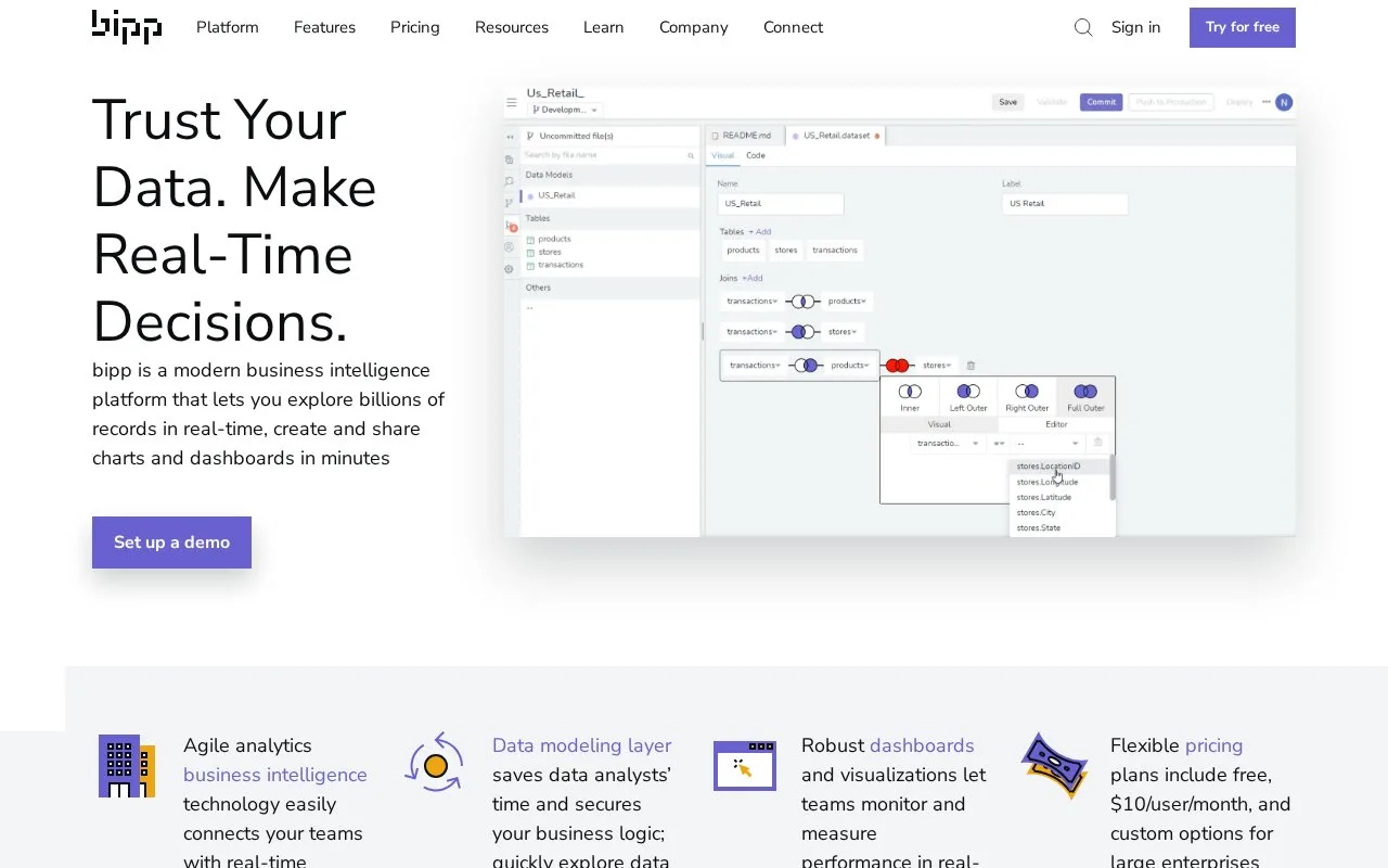 Screenshot of the bipp homepage