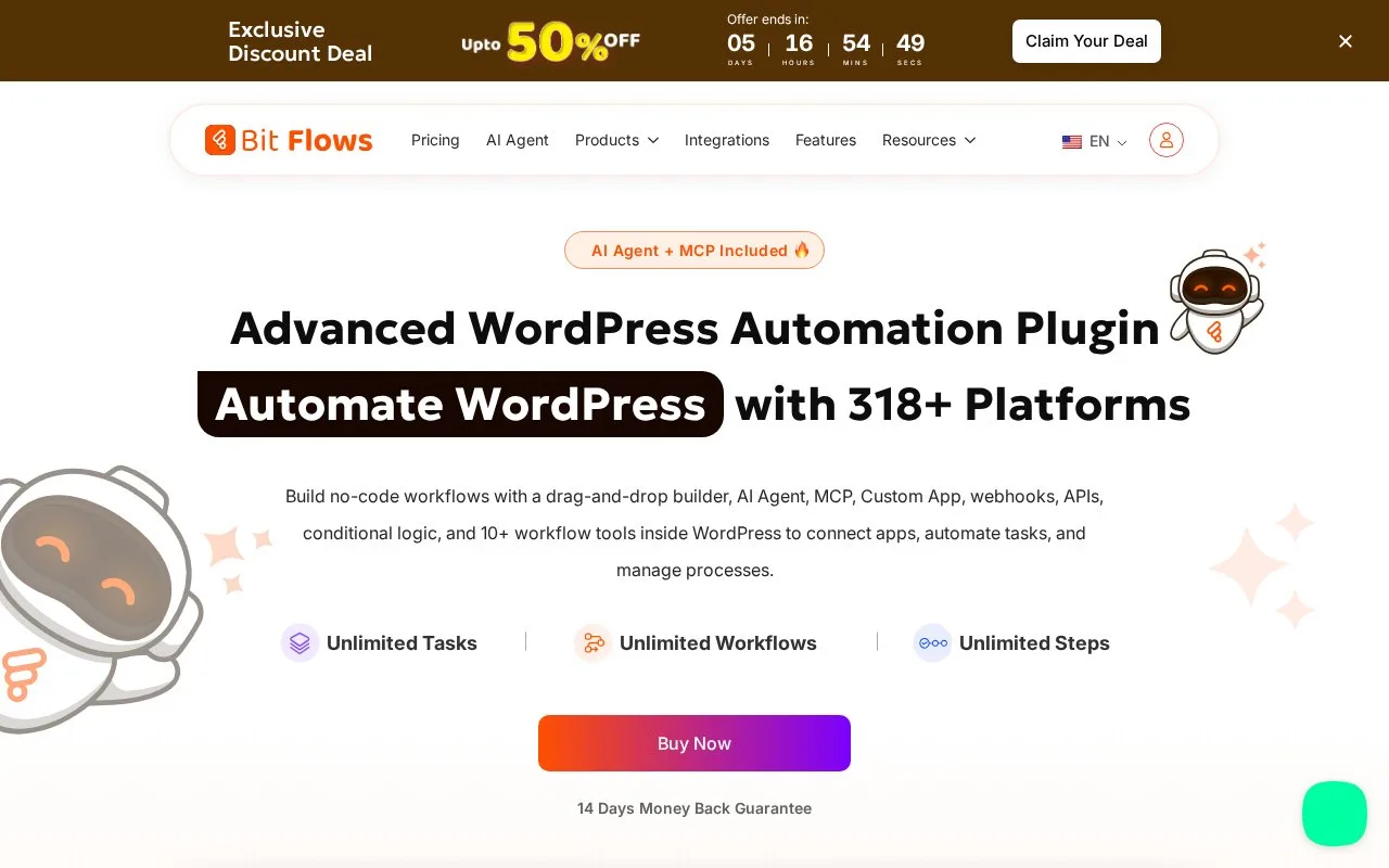 Screenshot of the Bit Flows homepage