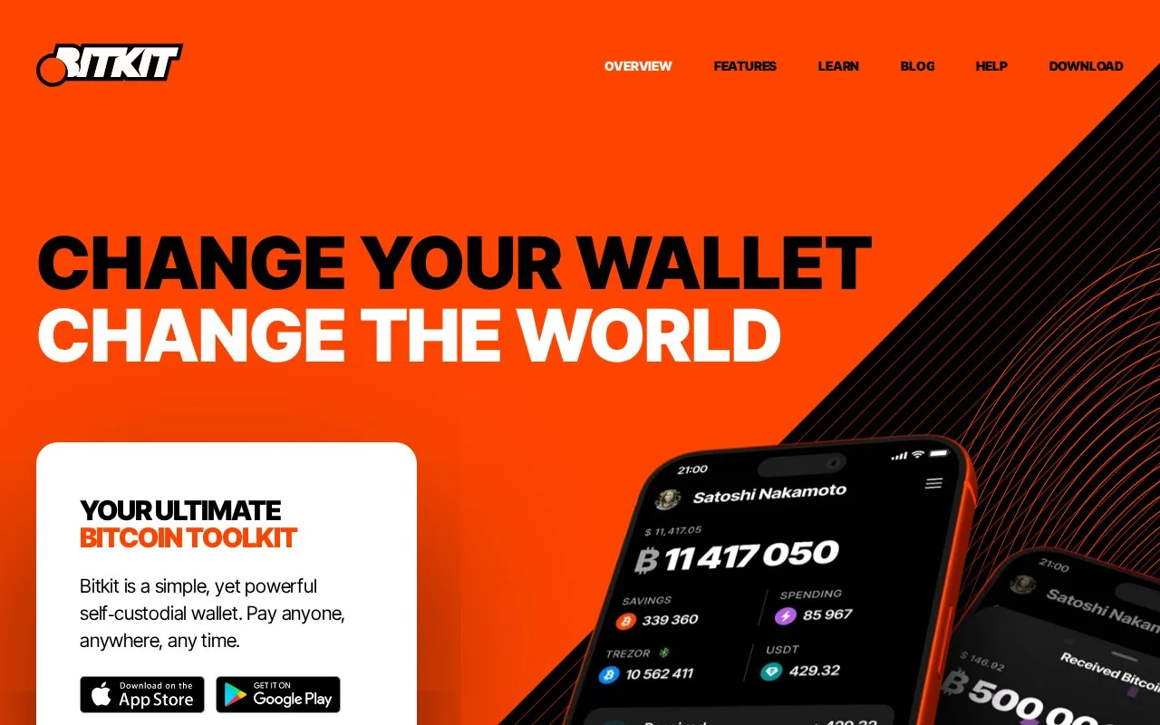 Screenshot of the Bitkit homepage