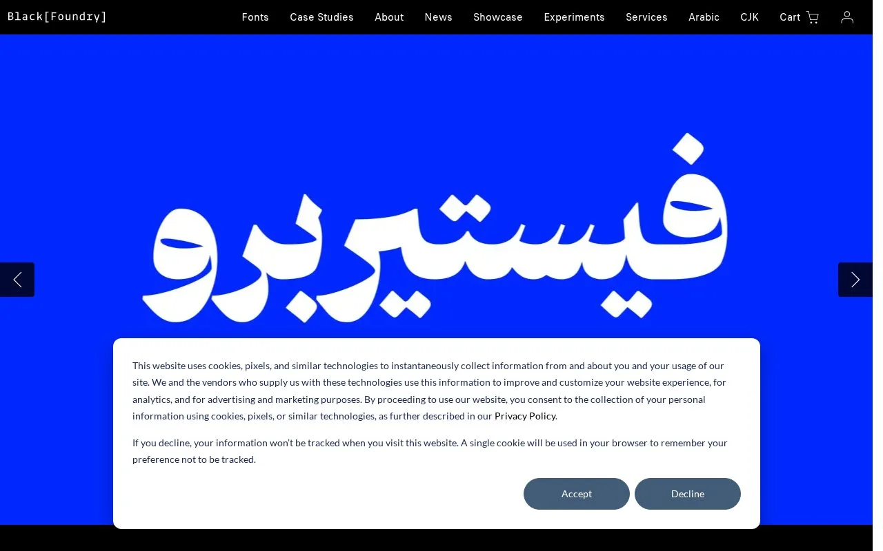 Screenshot of the Black[Foundry] homepage