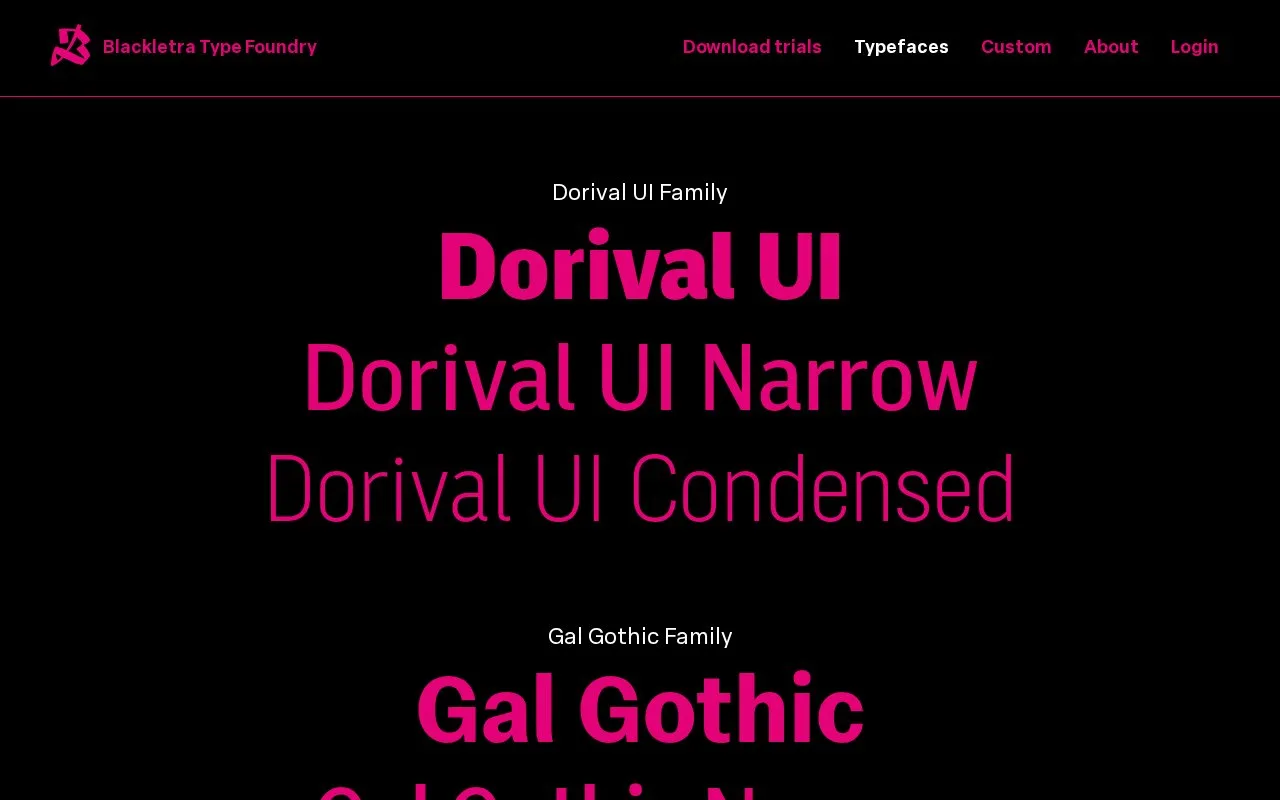 Screenshot of the Blackletra homepage