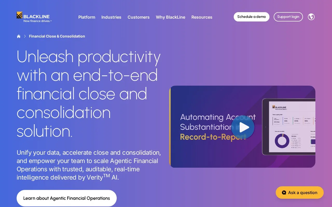 Screenshot of the BlackLine homepage