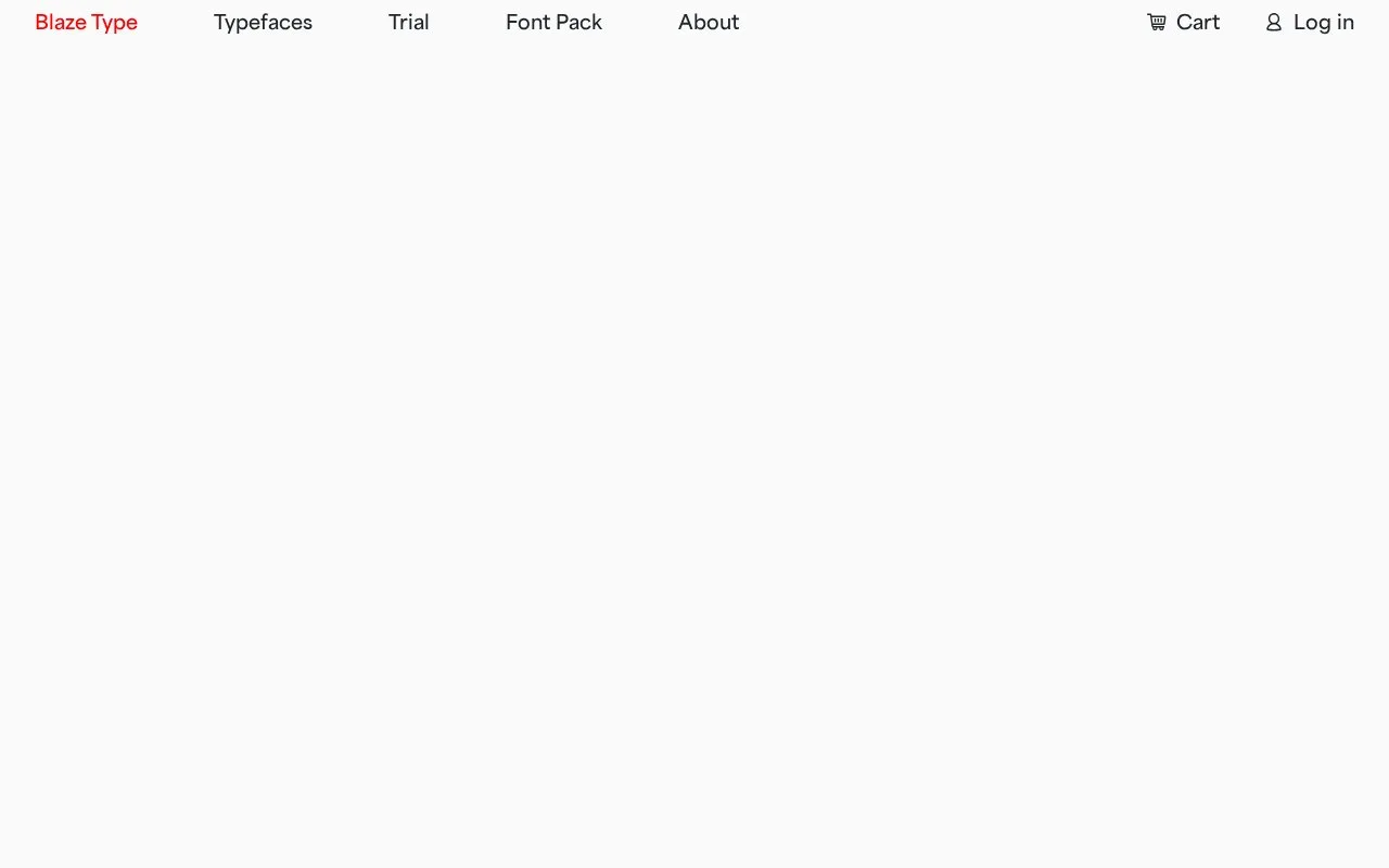 Screenshot of the Blaze Type homepage