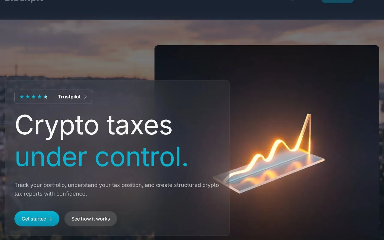 Screenshot of the Blockpit homepage