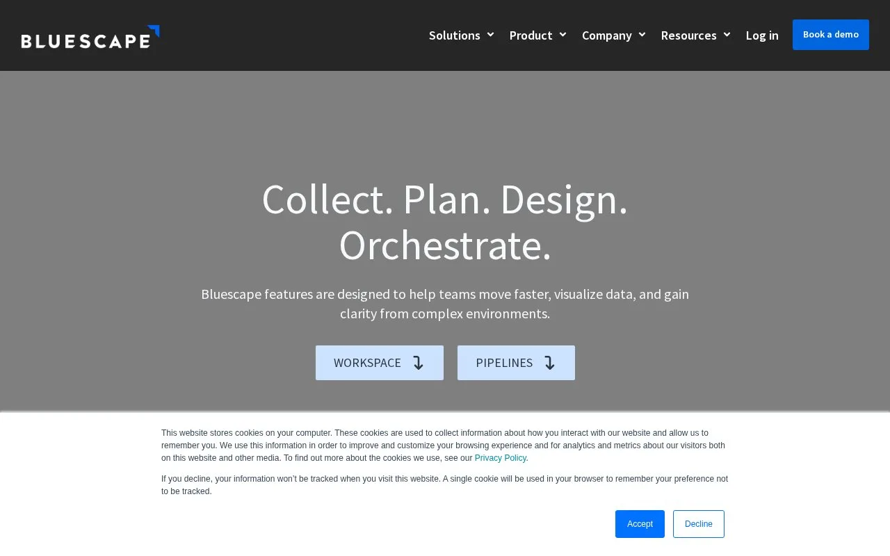 Screenshot of the Bluescape Workspace homepage