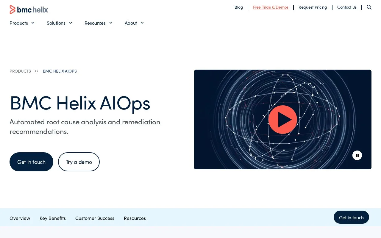 Screenshot of the BMC Helix Operations Management homepage