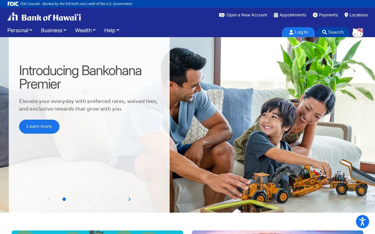 Screenshot of the Bank of Hawaii homepage