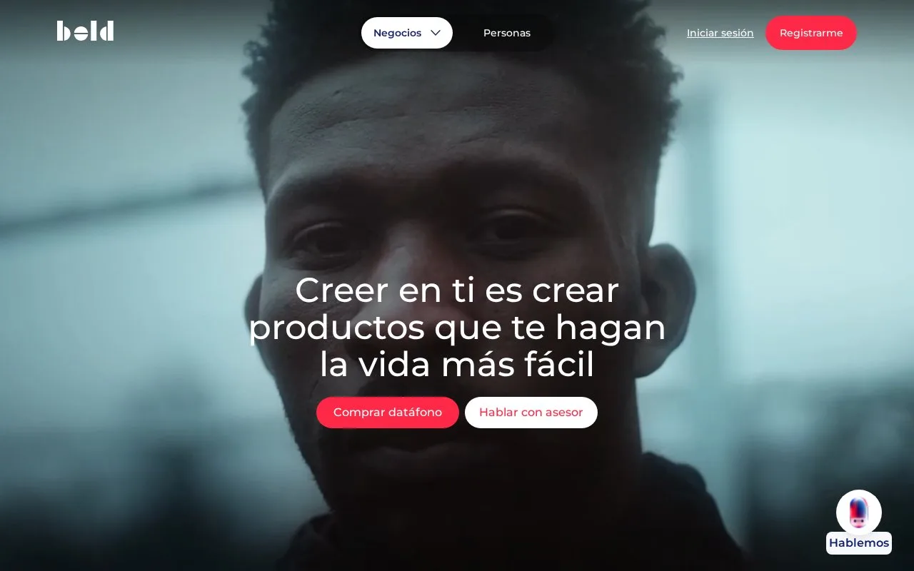 Screenshot of the Bold homepage