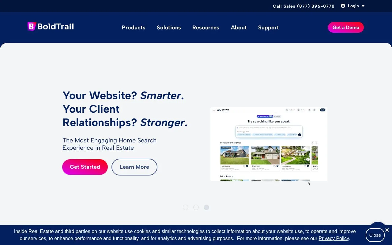 Screenshot of the BoldTrail homepage