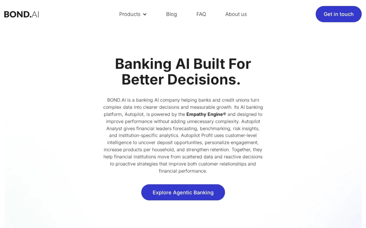 Screenshot of the BOND.AI homepage