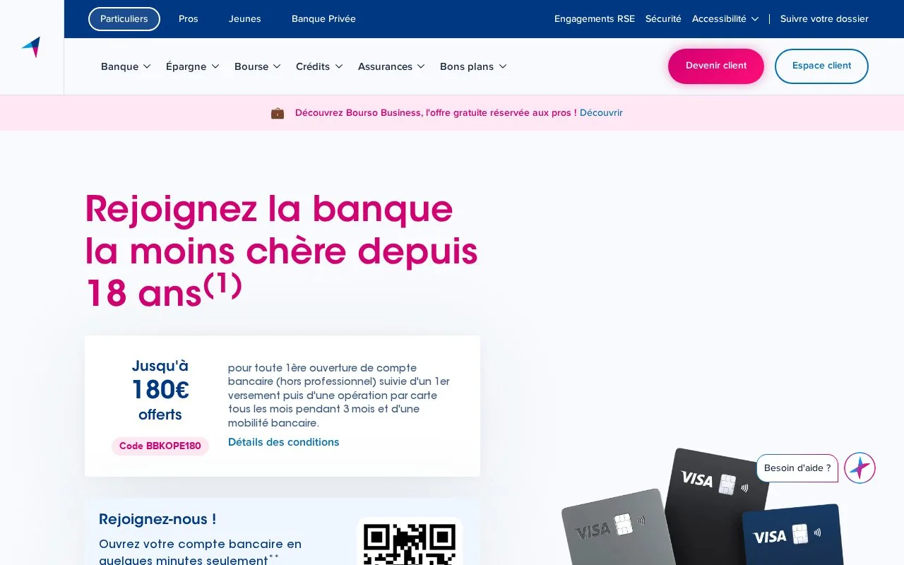 Screenshot of the BoursoBank homepage