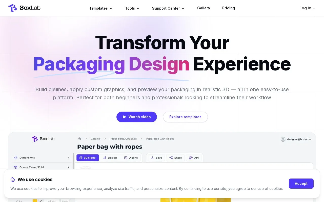 Screenshot of the BoxLab homepage