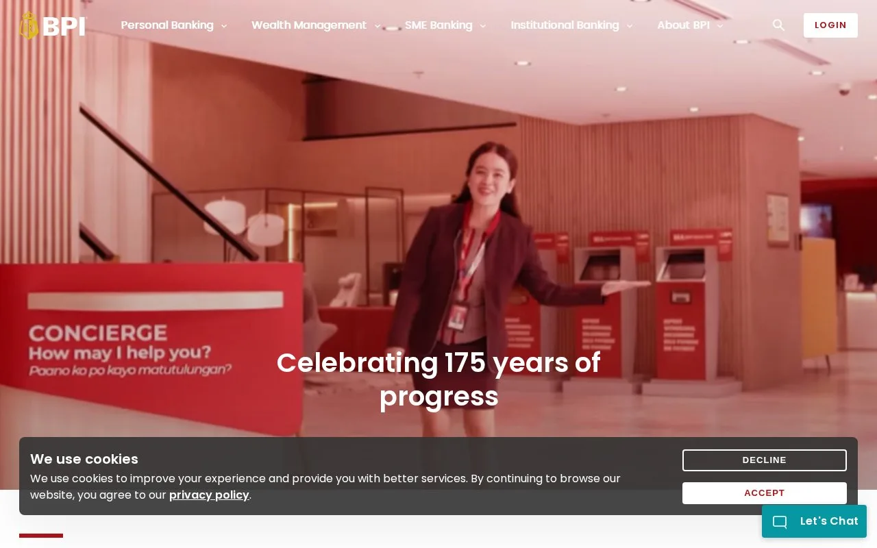 Screenshot of the BPI homepage