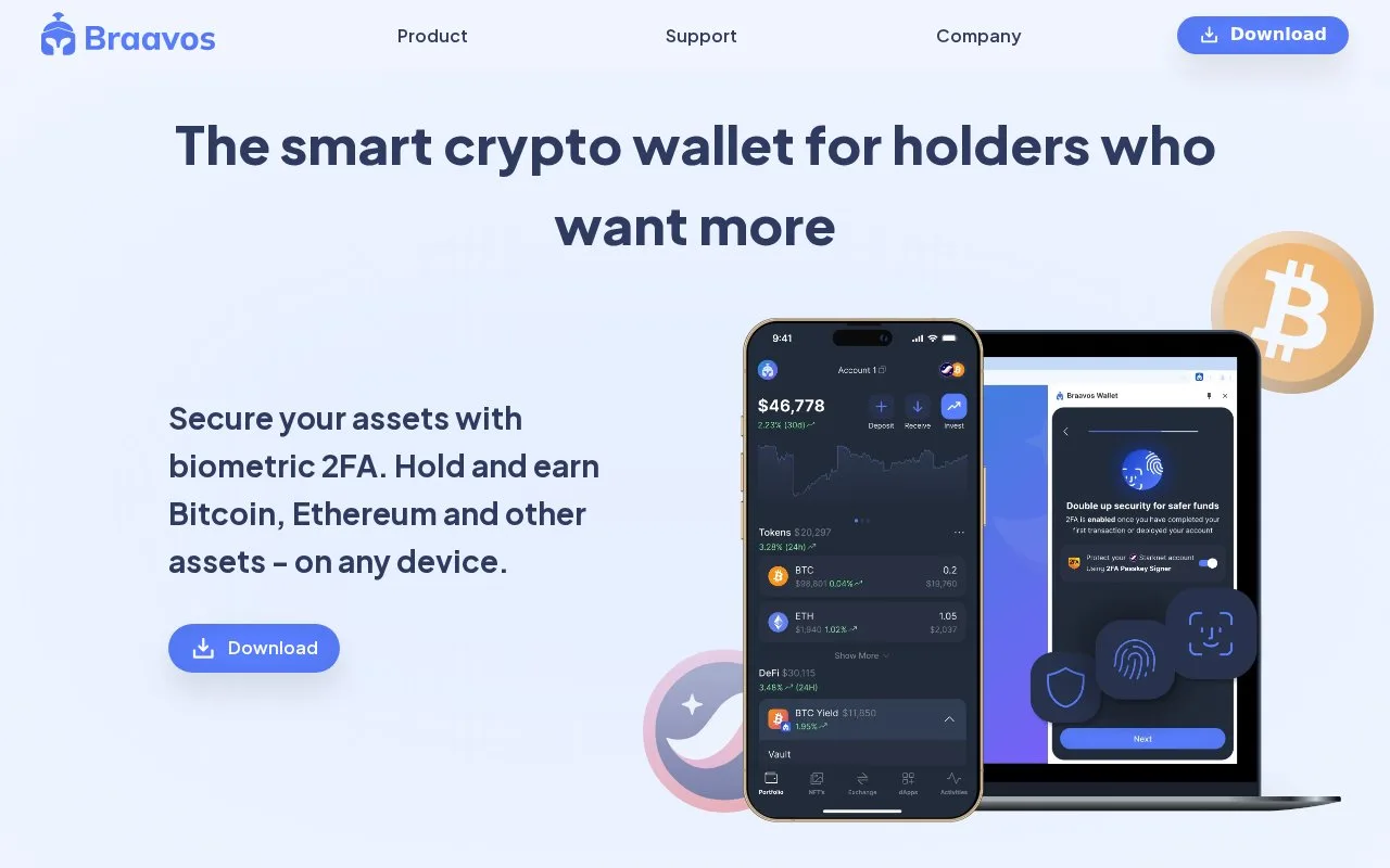 Screenshot of the Braavos homepage