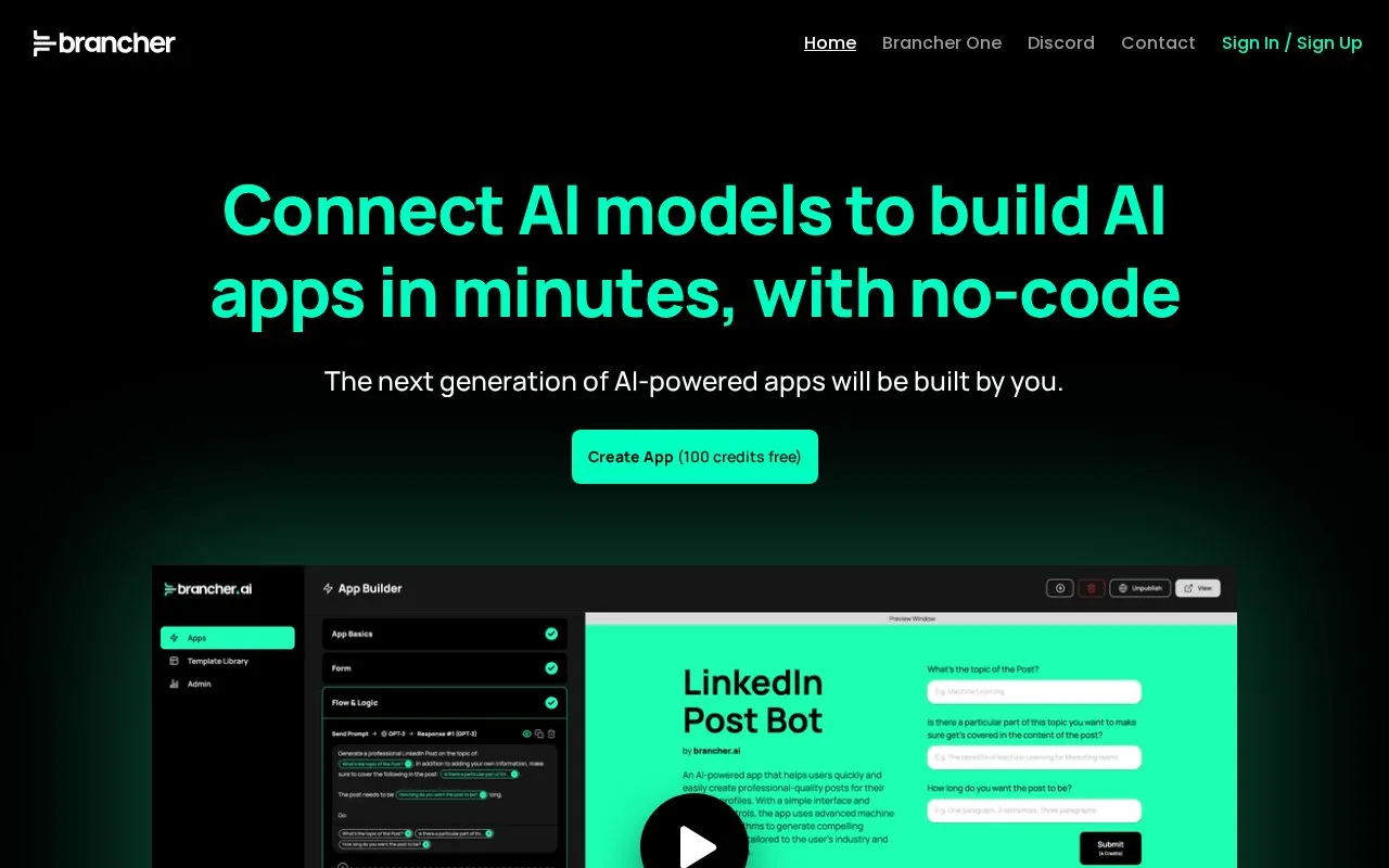 Screenshot of the Brancher.ai homepage