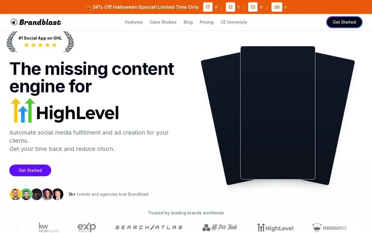 Screenshot of the Brandblast homepage
